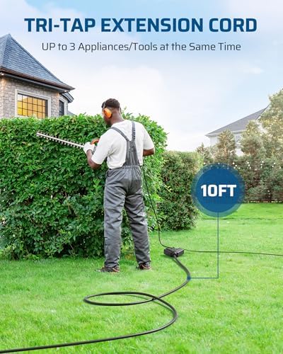 DEWENWILS 10FT Black Tri-Tap Landscape Outdoor Extension Cord, ETL Listed - Image 6