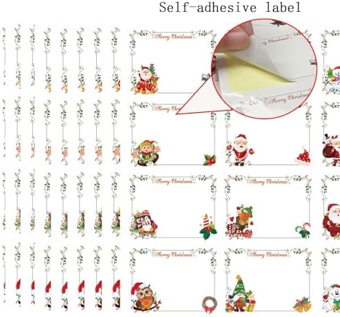 Qpout 180Pcs Christmas Labels Gift Tags Stickers, Large Blank Christmas Name Tags for Gifts, Self-Adhesive Labels for Presents Packaging(15 Sheets) - Image 3