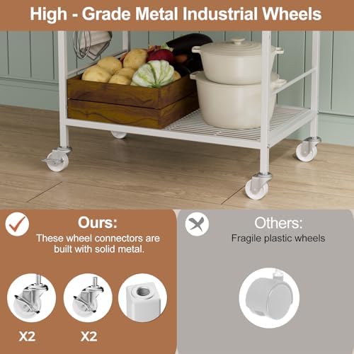 3 Tier Rolling Kitchen Microwave Cart, Utility Cart , Microwave Stand White - Image 6