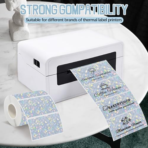 3" x 2" Holographic Thermal Label,Self-Adhesive Rectangle Thermal Sticker Labels for Logo Design,Price Tag,Thanks Card,Address,QR Code（Glass） - Image 4