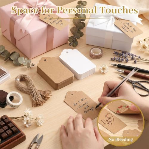 SallyFashion 200Pcs Brown White Gift Tags with String, 2 X 4 inch - Image 4