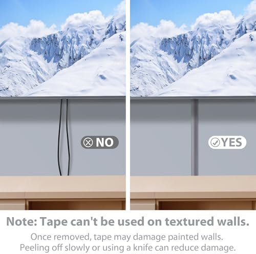 ZhiYo 85in Cord Covers for 1-2 Wires on Wall, D-Shaped 1" W x 0.4" H, Grey - Image 4