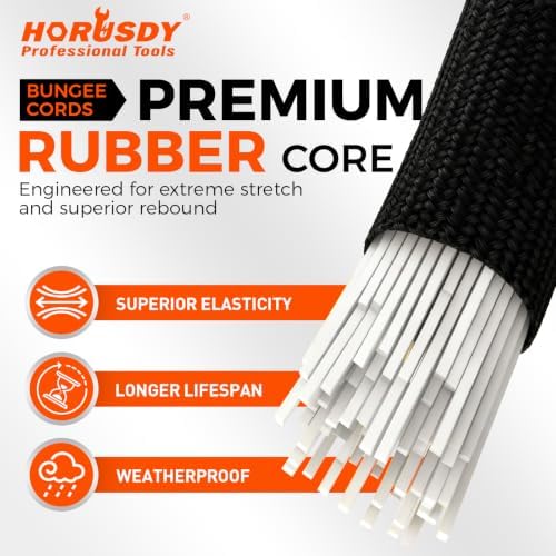 4-Piece 36-inch Adjustable Bungee Cords with Hooks, Easily Adjust from 7" to 36", Heavy Duty Outdoor Carabiner Bungee Cords, Black Super Elastic Cord for Cargo, Camping, Tents, Luggage - Image 3