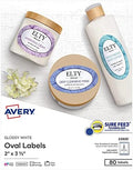 Avery Printable Oval Labels, 2" x 3-1/3", Glossy White, Laser & Inkjet Compatible, 80 Blank Labels Total, Great for Mailing, Branding, Packaging, and More (22820) by Avery