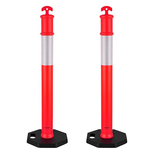 VEVOR 2 Pack Traffic Delineator Posts, 48 inches Traffic Safety Cones by VEVOR