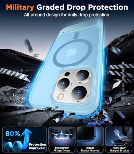 Temdan Magnetic Compatible with iPhone 13 Pro Max Case, [Built-in Invisible Kickstand][Compatible with MagSafe] [Military Grade Shockproof] Slim Translucent Matte Phone Case for iPhone 13 Pro Max 6.7" - Image 3