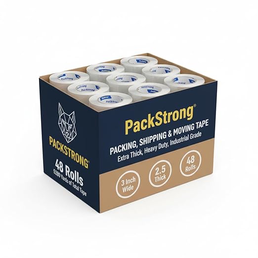 Packstrong Industrial Grade Clear Packing Tape 48 Rolls by PackStrong