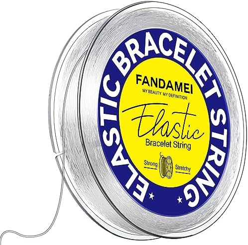 FANDAMEI 0.5mm Elastic Bracelets Strings Cord, Elastic Crystal Stretch Bead Cord for Jewelry Making, Clear Stretchy Elastic String Cord for Beading, Transparent Thread for Bracelet Necklace Making by FANDAMEI