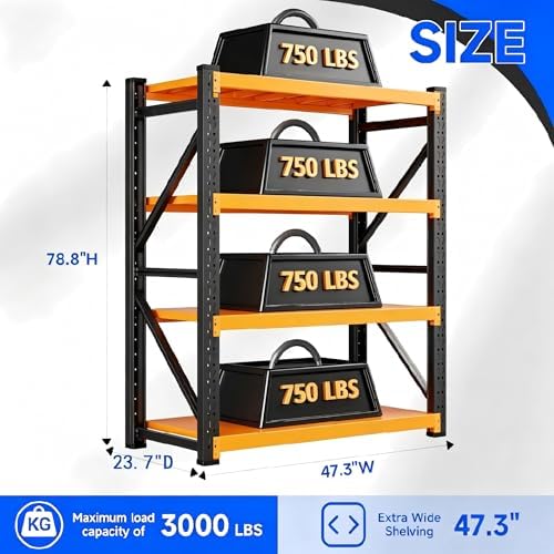 Heavy‑Duty Metal Garage Shelving Unit, 3000 LBS Total Load Capacity - Image 2