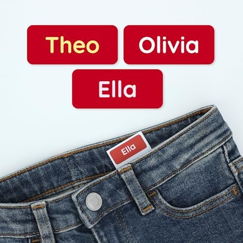 TeddyLabels - Clothing Labels for Nursing Home (60) – Self-Adhesive Name Tags for Clothes and Personal Items. Personalized Labels for Daycare, Nursing Homes, and Laundry Use - Red by Teddylabels