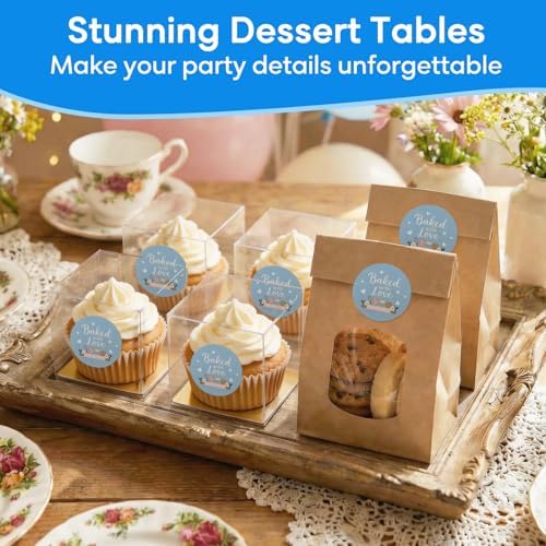 Baked with Love Stickers 120PCS 1.6 Inch Round Baking Labels for Cookies Cupcakes Dessert Table Treat Bags Gift Wrapping Birthday Party Candy Bags Homemade Packaging Small Business (Blue) - Image 6