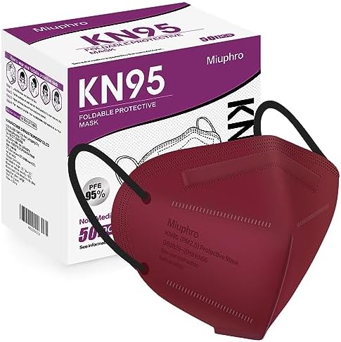 Miuphro 50 Pack Cup Dust Safety Disposable Masks, KN95 5-Layer Foldable Masks by Miuphro