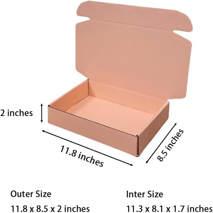 50 Pcs 11.8 x 8.5 x 2 inches Large Size Corrugated Cardboard Gift Boxes - Image 2