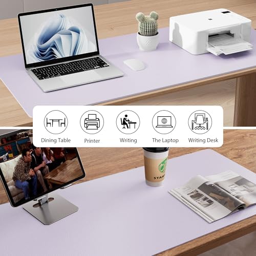 Aothia Large PU Leather Desk Pad Protector – Non-Slip Mouse Pad & Writing Mat for Office/Home, Waterproof, Easy to Clean (36" x 17", Soft Lavender) - Image 5