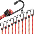10-Piece 24" Elastic Bungee Cords with Hooks, Heavy Duty Outdoor Elastic Bungee Cords, Bungee Cord Bundle with Metal Hook for Securing Tarps, Luggage, Tents, Bikes or Garden Tidying by HORUSDY