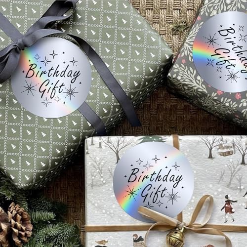 2 inch Round Holographic Thermal Sticker Labels, Waterproof & Rainbow Wave & Glitter Design, for Price/Name Tag, Barcode, DIY Custom Logo Design, Sliver(200Pcs/Roll) - Image 5