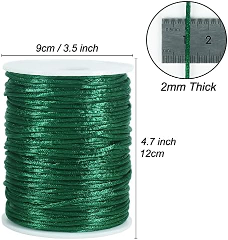 Tenn Well 295ft 2mm Satin Nylon Cord Silky Rattail Dark Green for Crafts - Image 5