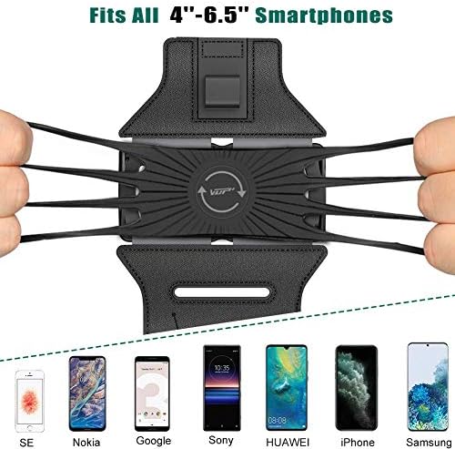 VUP Detachable Running Phone Holder 360°Rotatable Armband for iPod MP3 Player iPhone, Fits All 4-6.7 Inch Smartphone Device, with Key Holder for Running Hiking Biking (Black-Detachable) - Image 5
