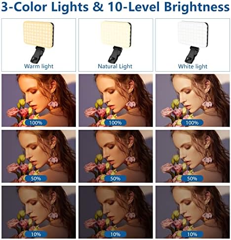 ALTSON 60 LED Portable Selfie Light Video Conference Lighting with Clip & Camera Tripod Adapter Rechargeable 2200mAh CRI 97+, 3 Light Modes for Phone iPhone Webcam Laptop Photo Makeup - Image 3
