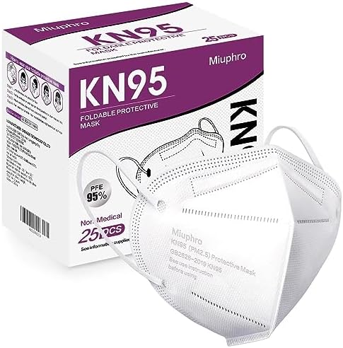 Miuphro KN95 Face Mask 25 Pack, 5-Layers Breathable KN95 Masks by Miuphro