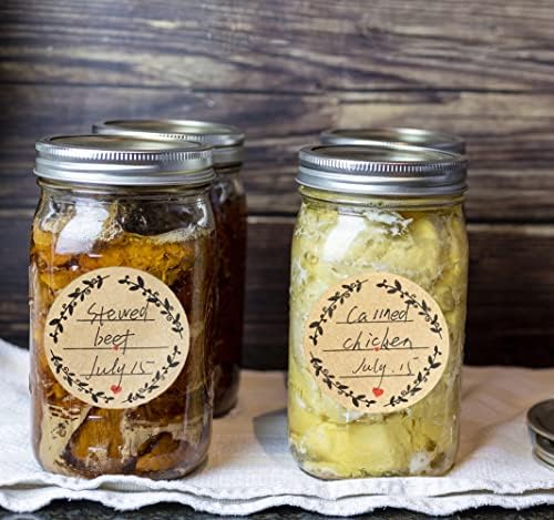 500pcs 2" Label Stickers for Jars and Lids, Wreath Design with 3 Lines for Writing, Kraft Sticker Labels Pantry Labels, Mason Jar Labels Canning Labels Bottle Labels - Image 4