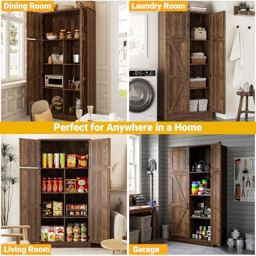 Unikito 71” Tall Kitchen Pantry Storage Cabinet with Adjustable Shelves - Image 3