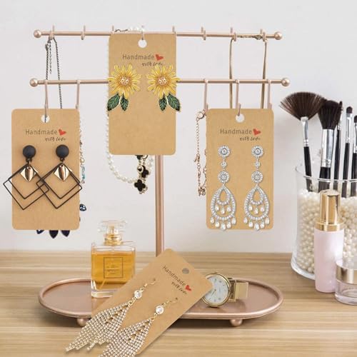 joycraft 100Pcs Earring Display Cards with Bags, 2x3.5 inch Earring Display Holder Cards, Brown Handmade with Love Earring Tags for Selling, Hanging Earring, DIY Jewelry Crafts, Retail - Image 5