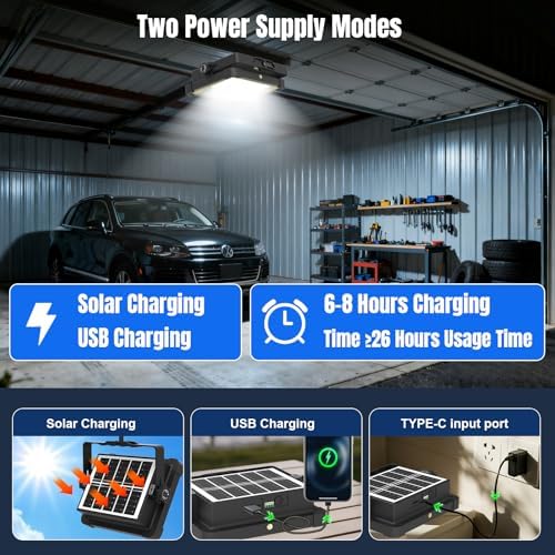 400W Solar LED Work Light 32000LM Portable Rechargeable Magnetic Work Light - Image 3