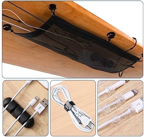 Cable Management Mesh Under Desk Kit, Privacy Net, 36PCS Table Flexible Wire Organizer, Extra Large Capacity Kit Desk, 27 x 10 Inches - Image 7