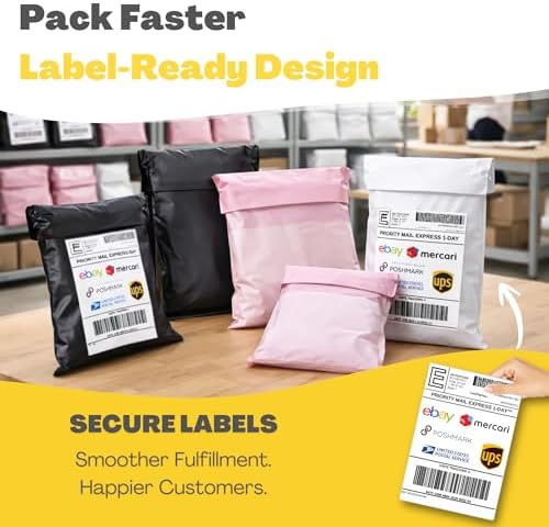 Shipping Bags (12 Pack) with Label Pouch - 14x18 & 18x24 - Poly Mailers for Clothes, Self-Seal Plastic Mailing Envelopes - Tear & Water-Resistant Packaging Bags for Clothing, Not Padded - Image 3