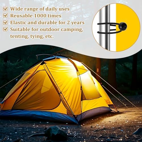 100 Pack Tarp Bungee Cords with Balls, 6 Inch Ball Bungee Cords Elastic Tarp Tie Downs Straps Heavy Duty Outdoor Canopy Tent Tie Downs for Camping, Travel, Luggage, Tent Poles with UV Resistant, Black - Image 5