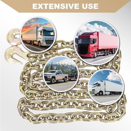 AAIN 4900LBS Transport Binder Chain 5/16"x20' G80 Tow Chain with Grab Hooks - Image 5