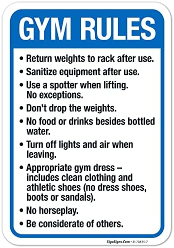 Gym Rules Return Weights to Rack After Use Sanitize Equipment After Use by SigoSigns