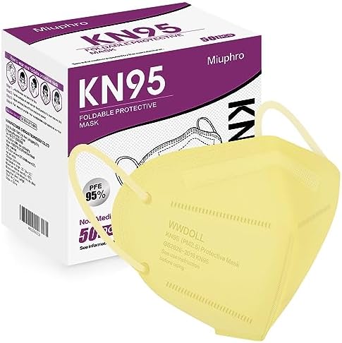 Miuphro 50 Pack Cup Dust Safety Disposable Masks, KN95 5-Layer Foldable Masks by Miuphro
