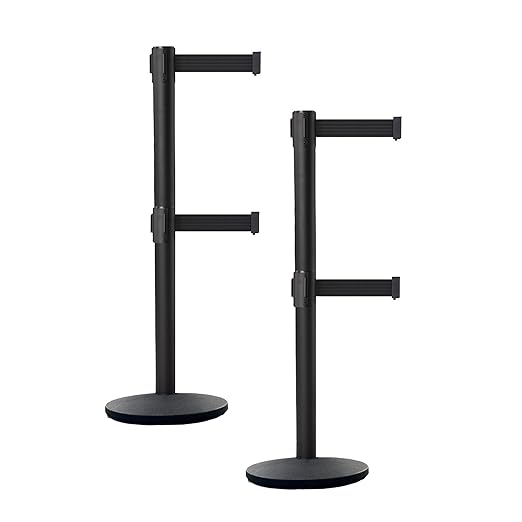Crowd Control Warehouse CCW Set of 2 Dual Retractable Belt Barrier Stanchion by Crowd+Control+Warehouse