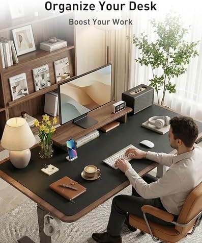 Aothia Faux Leather Desk Mat - Large Mouse Pad, Non-Slip PU Leather Blotter, Waterproof Writing Surface for Office and Home (Black, 63" x 24") - Image 3