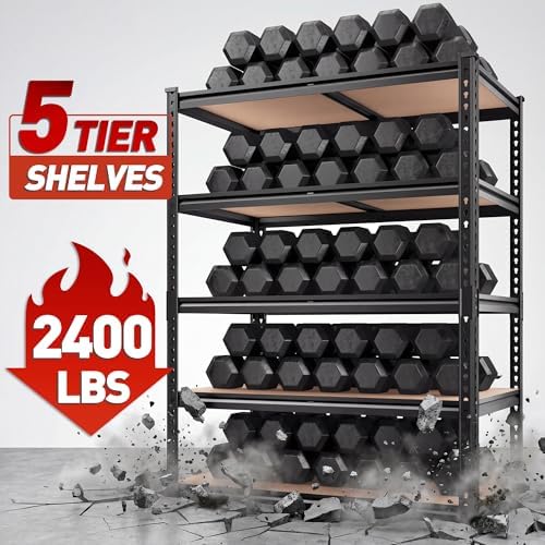 REIBII 2 Pack Garage Shelving, 2400LBS Each,Heavy Duty Storage Shelves - Image 5