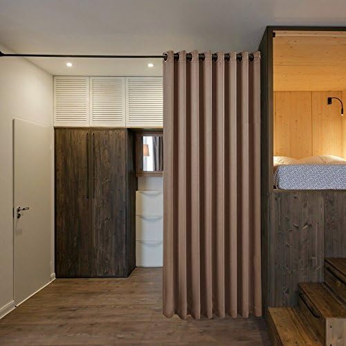 NICETOWN Noise Reducing Room Divider Curtains - Wide Width Grommet Top Partition Panel for Living, Bedroom, Baby Room (One Pack, 8ft Tall x 15ft Wide, Cappuccino) - Image 2