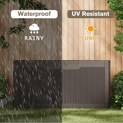 JUMMICO 100 Gallon Resin Deck Box, Waterproof Outdoor Storage Box - Image 5