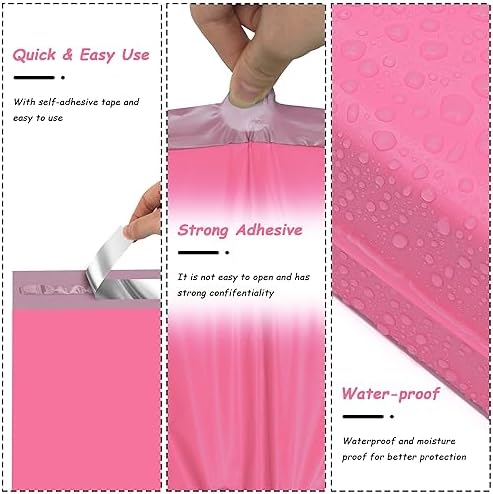 JinRuiKJ Poly Mailers 10x13 Inch, 100 Pcs Shipping Bags, Pink - Image 3