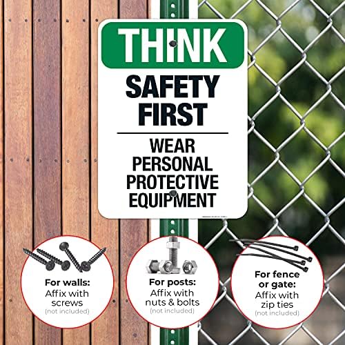 Think Safety First Wear Personal Protective Equipment Sign, - Image 4