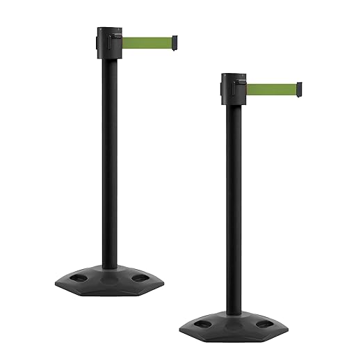 Montour Line MSR760 Set of 2 Retractable Belt Barrier Stanchion, Rubber Base by Montour+Line