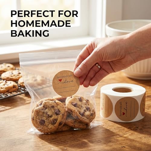 Thank You Stickers, 500pcs 1 Inch Round Kraft Stickers Small Business Adhesive Writable Homemade with Love Labels Rustic Thank You Tags for Packaging Envelopes Gift Boxes Baking Supplies - Image 2