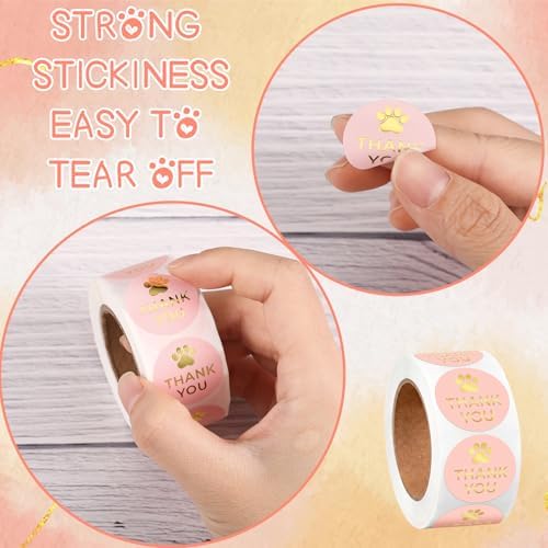 500 Pcs Thank You Dog Stickers Dog Paw Print Thank You Stickers for Shipping Mailers, Bags, Boxes, Tags, Greeting Cards, Present for Sealing and Decoration(Pink) - Image 3