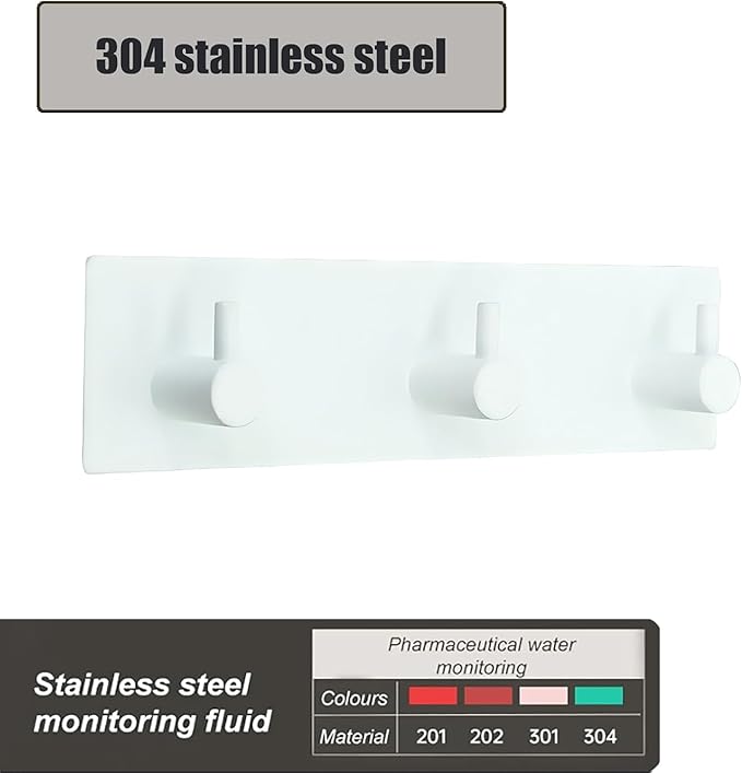 Kingdong White Key Holder for Wall 304 Stainless Key Hooks Adhesive Key Holder - Image 3
