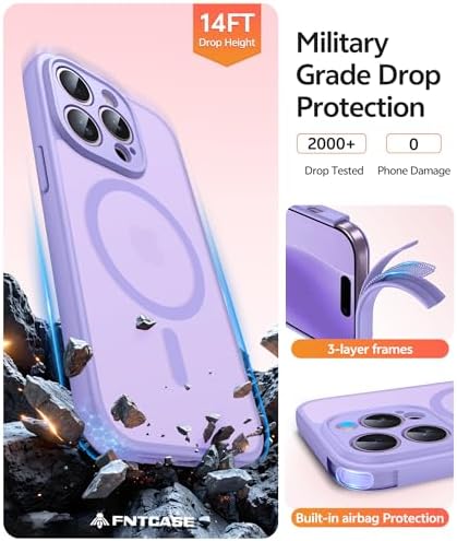 FNTCASE for iPhone 14 Pro Max Case, Fit for Magsafe, Glass Screen Protector - Image 5