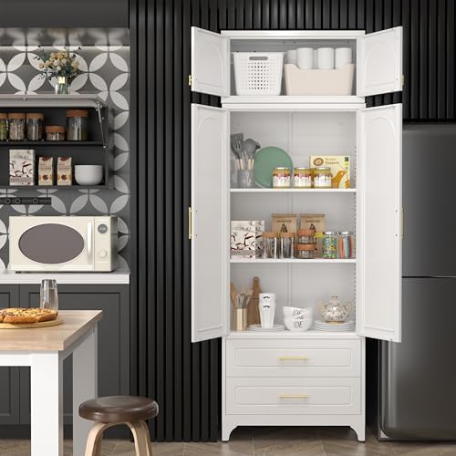 SteeLoong 90”Kitchen Pantry Cabinet, Metal Storage Cabinet with 2 Drawers - Image 3
