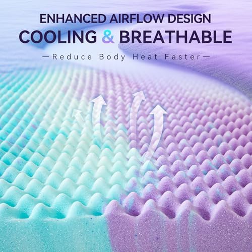 SINWEEK 3 Inch Egg Crate Memory Foam Mattress Topper Twin XL, Twin Extra Long Mattress Pads for College Dorm Room, Pressure Relieve CertiPUR-US Certified,39x80 Inches, Colorful - Image 5
