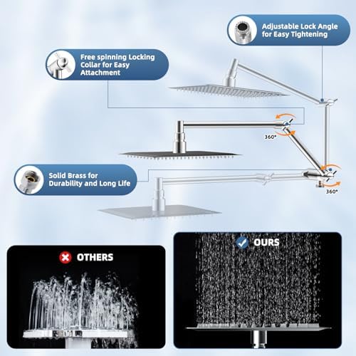 Metal Rain Shower Head with Handheld, 8“ High-Pressure Showerhead,10-Mode - Image 2