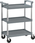 Gray Utility/Bussing Cart with Three Shelves by Krollen+Industrial
